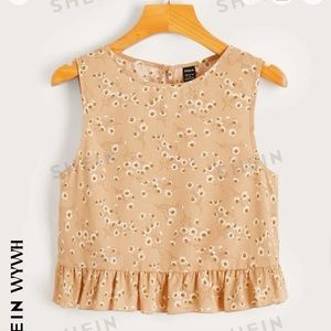 SHEIN WYWH Ditsy Floral Ruffle Hem Top